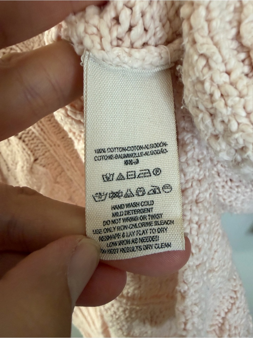 Free People Easy Cable V-Neck Pullover Sweater in Light Pink Blush Size S - Picture 4 of 6